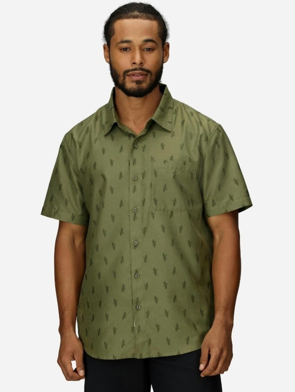 Marmot Men's AirExchange Perforated Short-Sleeve Pattern Shirt-Olive Grove Leaf